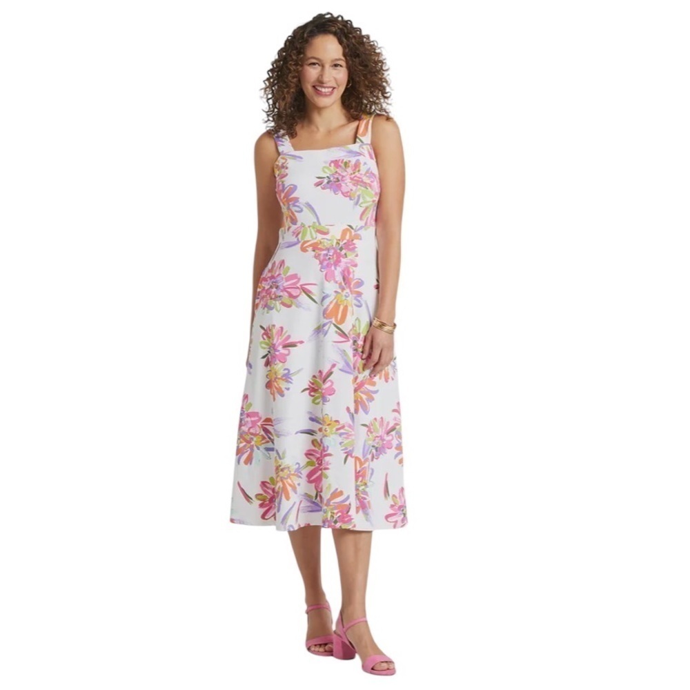 Jude Connally NWT Kaia Floral Print Jersey Square Neck Midi Dress Size Medium